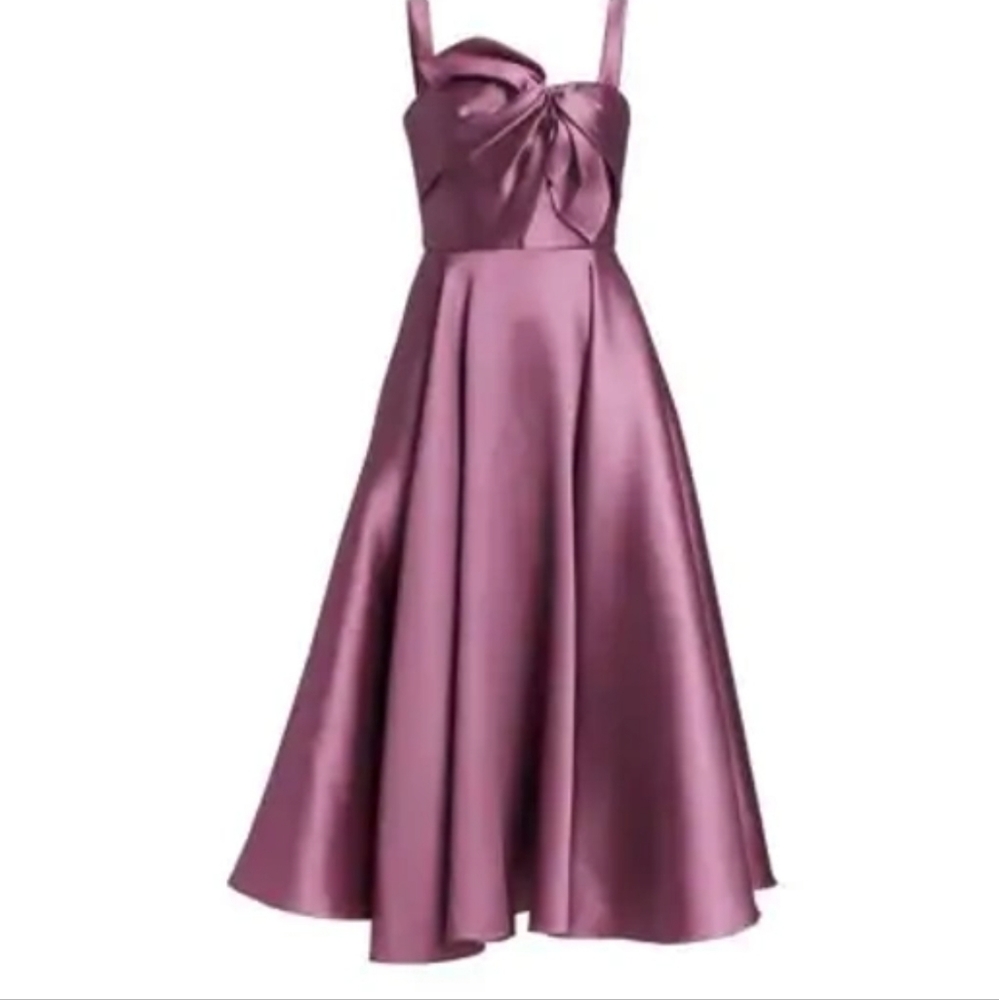 MARCHESA NOTTEWomen's Bow Detail Midi Cocktail Dress In Lilac